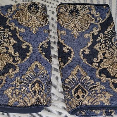 Dark Blue & Gold Brocade King Set