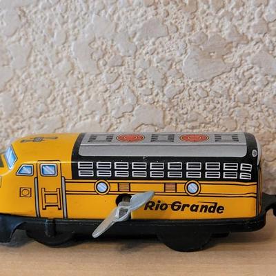Vintage Metal Wind Up Rio Grande Locomotive and San Francisco Trolley