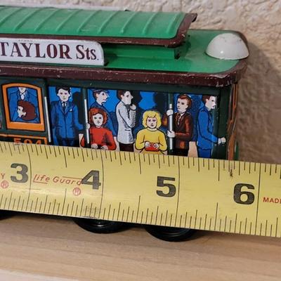 Vintage Metal Wind Up Rio Grande Locomotive and San Francisco Trolley