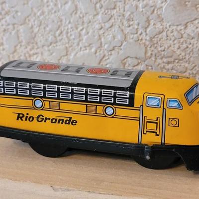 Vintage Metal Wind Up Rio Grande Locomotive and San Francisco Trolley