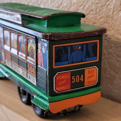 Vintage Metal Wind Up Rio Grande Locomotive and San Francisco Trolley