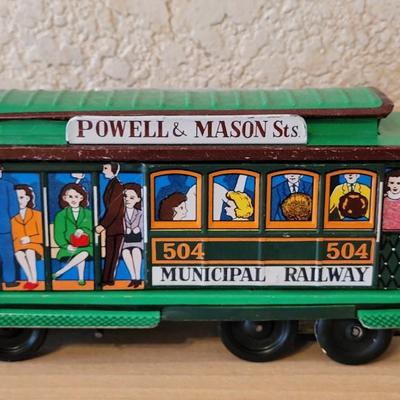 Vintage Metal Wind Up Rio Grande Locomotive and San Francisco Trolley