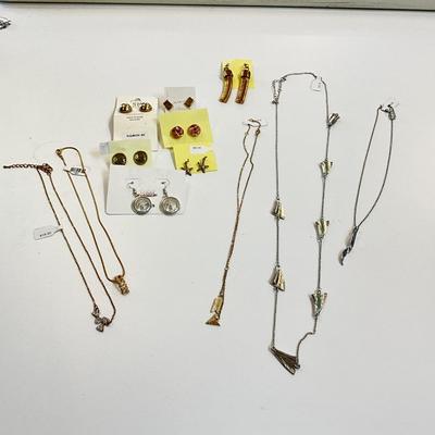 430 Lot of Silvertone Earrings and Quartz Necklace Lot