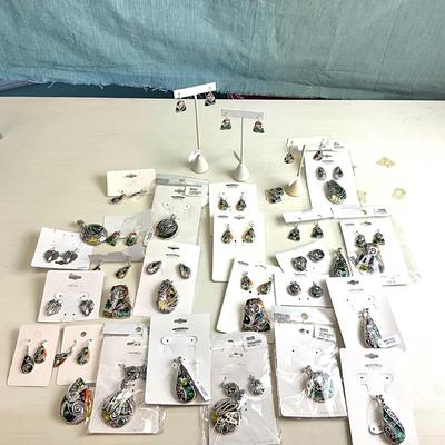 432 Lot of Enamel Abalone Style Pendant and Earring Sets with Pendants and Earrings