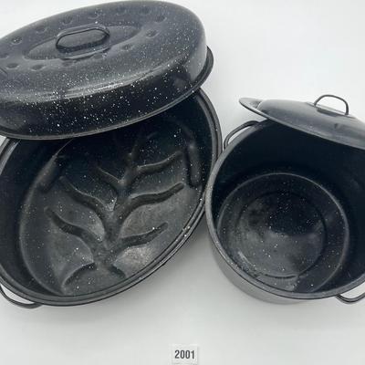 Vintage black speckled enamelware