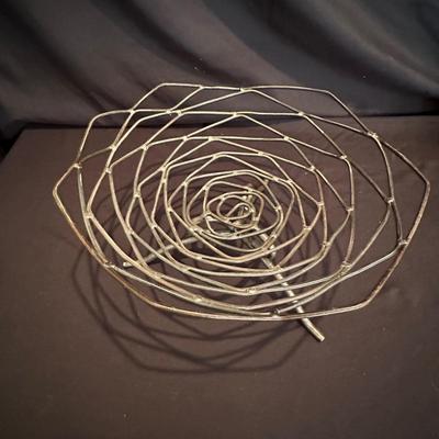 Metal Basket and Green Glass Bowl (LR-KL)