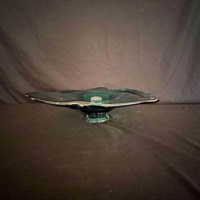 Metal Basket and Green Glass Bowl (LR-KL)