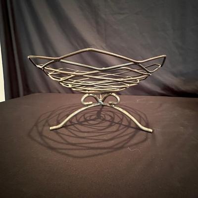 Metal Basket and Green Glass Bowl (LR-KL)