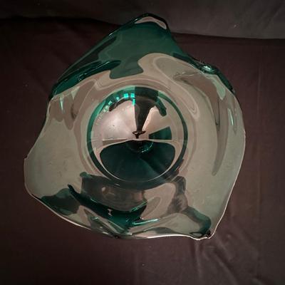 Metal Basket and Green Glass Bowl (LR-KL)