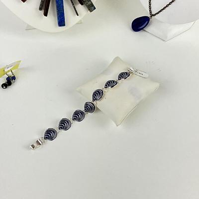 434 Blue Stone Necklace Lot with Earrings & Enamel Shell Bracelet