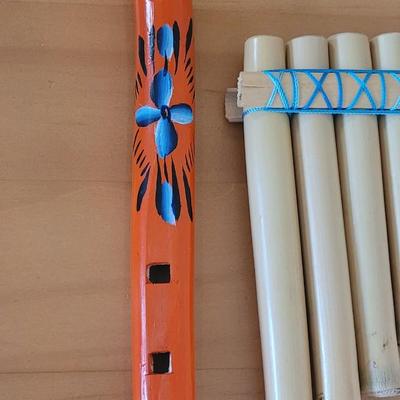 Oaxaca Hand Painted Flute and Pan Flute