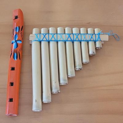 Oaxaca Hand Painted Flute and Pan Flute