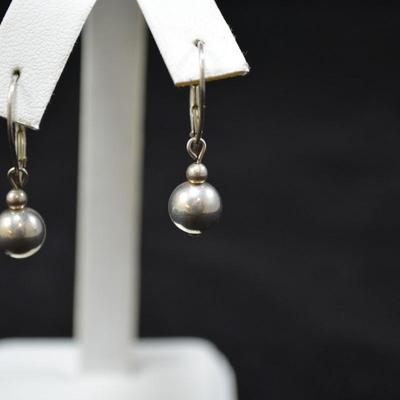 925 Sterling Bead Drop Earrings 1.9g