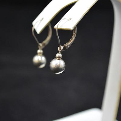 925 Sterling Bead Drop Earrings 1.9g