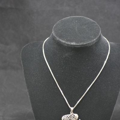 925 Sterling Elephant Pendant with 925 Cube Chain 16" 10.3g