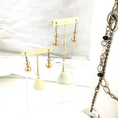 443 Black and Gold Necklace and Earring Ensemble