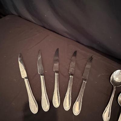 Assortment of Stainless Silverware and Corelle Dishes (LR-KL)
