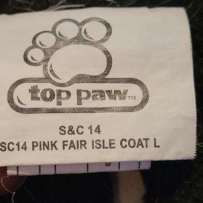 Pink Nylon Pet Coat with Reindeer Sweater Trim and Moose Sweater
