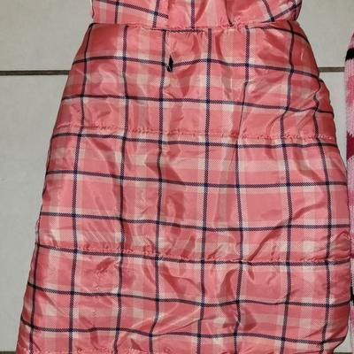 Pink Plaid Nylon Pet Coat and Pink Bones Sweater