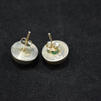 925 Sterling Etched Dome Earrings 7.1g