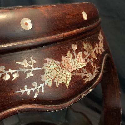 Two Rosewood Stools with Mother of Pearl Inlay (DR-KW)