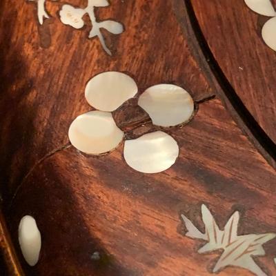 Two Rosewood Stools with Mother of Pearl Inlay (DR-KW)