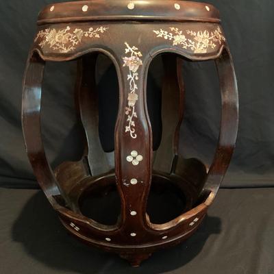 Two Rosewood Stools with Mother of Pearl Inlay (DR-KW)