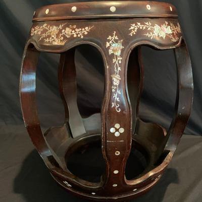 Two Rosewood Stools with Mother of Pearl Inlay (DR-KW)