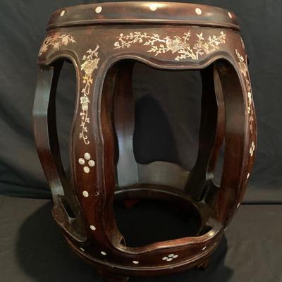 Two Rosewood Stools with Mother of Pearl Inlay (DR-KW)