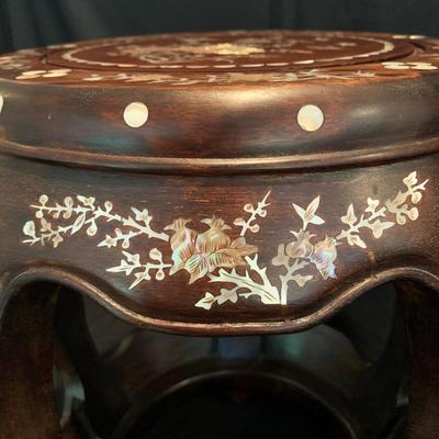 Two Rosewood Stools with Mother of Pearl Inlay (DR-KW)