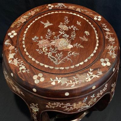 Two Rosewood Stools with Mother of Pearl Inlay (DR-KW)