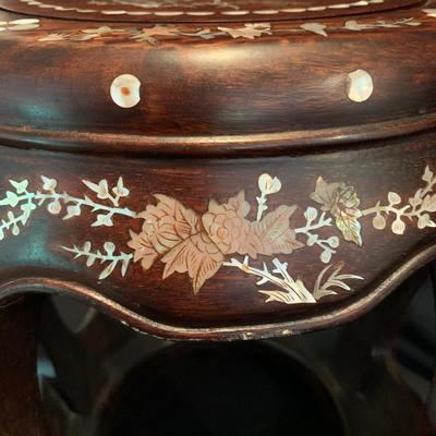 Two Rosewood Stools with Mother of Pearl Inlay (DR-KW)