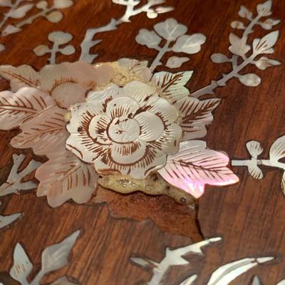 Two Rosewood Stools with Mother of Pearl Inlay (DR-KW)