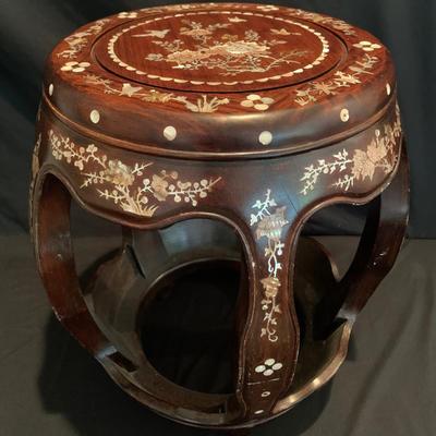 Two Rosewood Stools with Mother of Pearl Inlay (DR-KW)