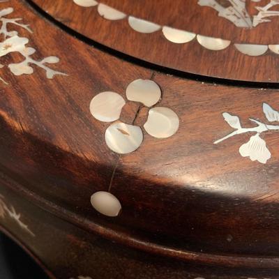 Two Rosewood Stools with Mother of Pearl Inlay (DR-KW)