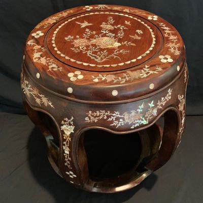 Two Rosewood Stools with Mother of Pearl Inlay (DR-KW)