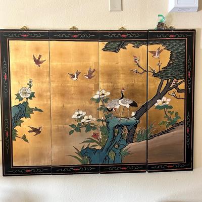 Four Asian Style Painted Panels of Art (D-MK)