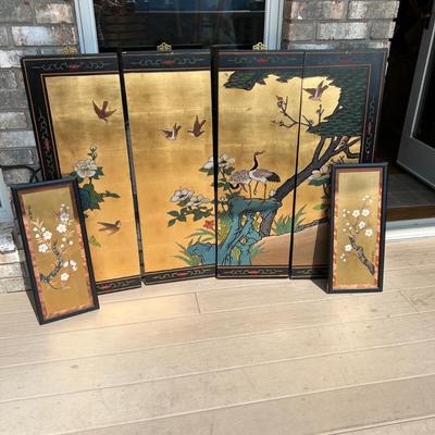 Four Asian Style Painted Panels of Art (D-MK)