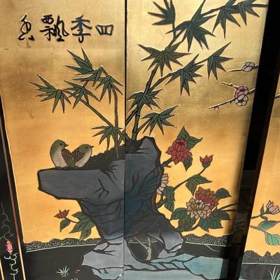 Four Asian Style Painted Panels of Art (D-MK)