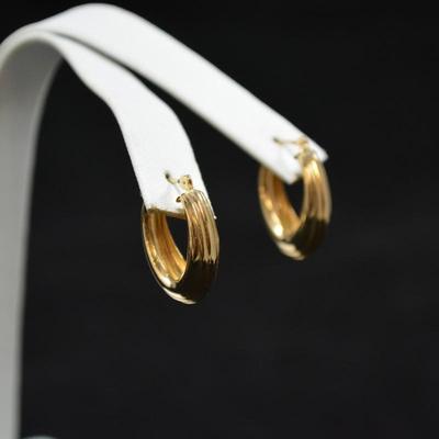 14k Oval Hoop Earrings 1.1g