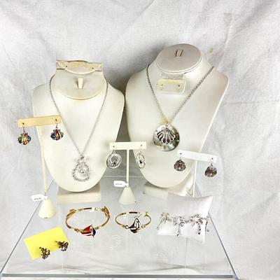 452 Nautical Shell, Sailboat, Palm Tree Jewelry Lot