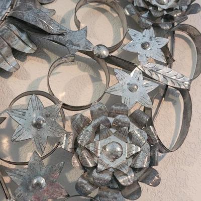 Vintage Mexican Tin Flower Mirror