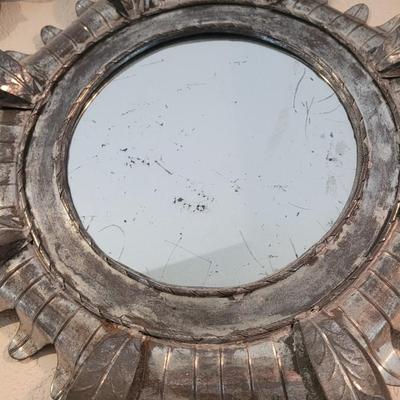 Vintage Mexican Tin Flower Mirror