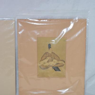 Set of 2 Vintage Japanese Wall Prints Amida & The Poet Akahito