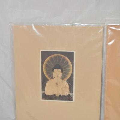 Set of 2 Vintage Japanese Wall Prints Amida & The Poet Akahito