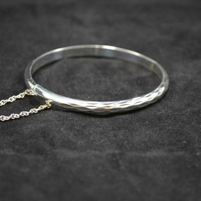 925 Sterling Etched Clasp Bracelet 8" 7.8g
