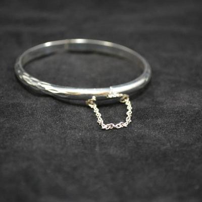 925 Sterling Etched Clasp Bracelet 8" 7.8g