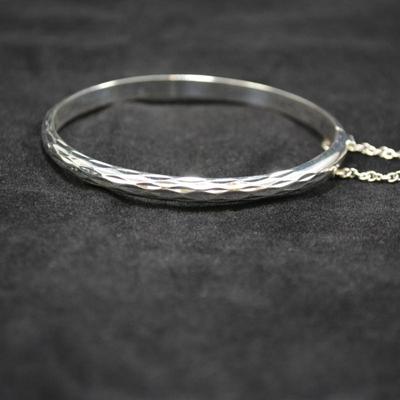 925 Sterling Etched Clasp Bracelet 8" 7.8g