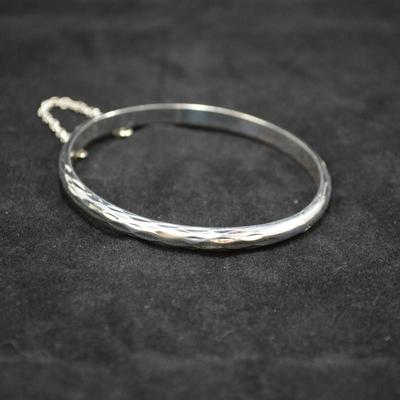 925 Sterling Etched Clasp Bracelet 8" 7.8g