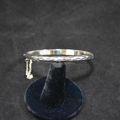 925 Sterling Etched Clasp Bracelet 8" 7.8g
